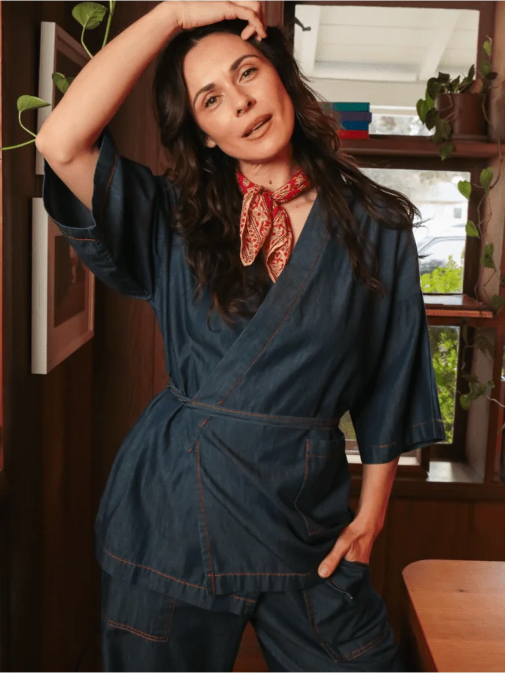 Kardes Loungewear set in Chambray- top/jacket and pants! - Picture 2 of 14